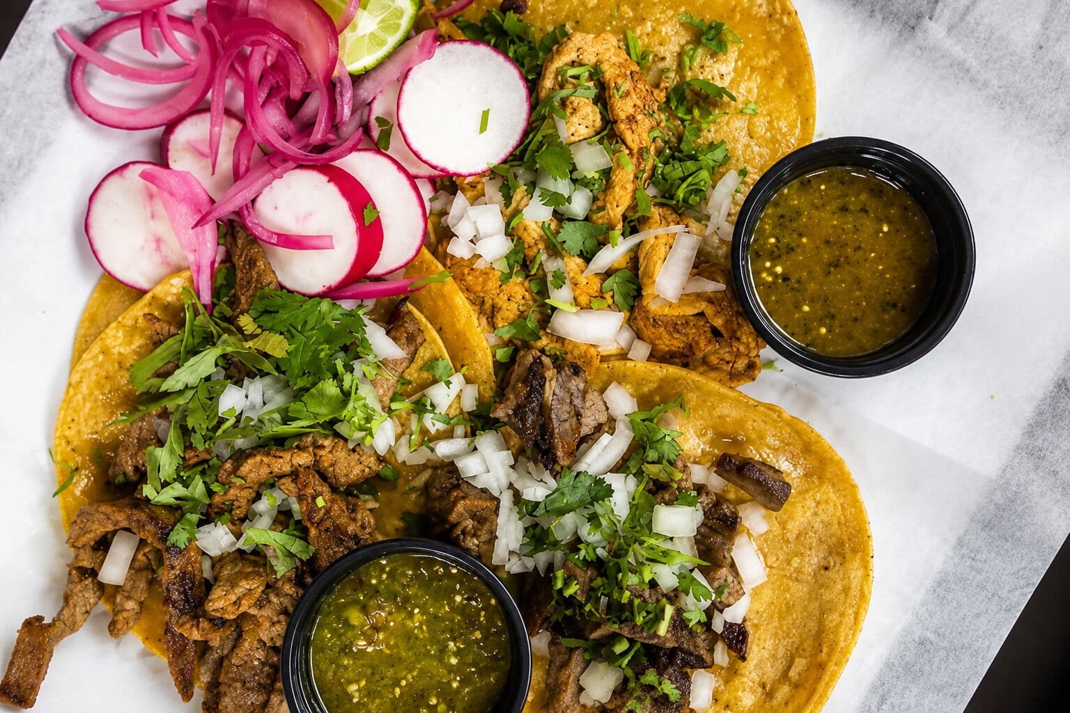 Street tacos from El Meson Mexican Bar and Grill